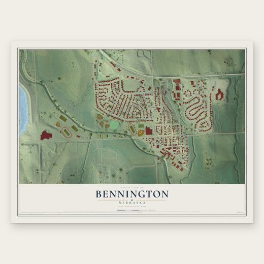 Bennington, Nebraska map print, the full design
