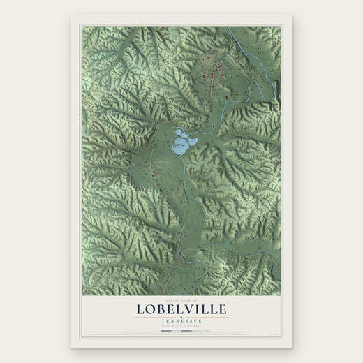 Lobelville, Tennessee map print, the full design