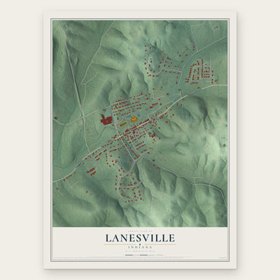 Lanesville, Indiana map print, the full design