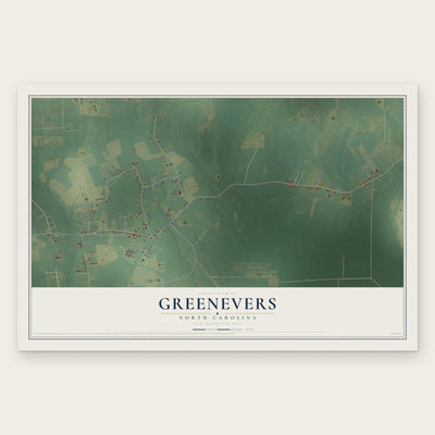 Greenevers, North Carolina map print, the full design