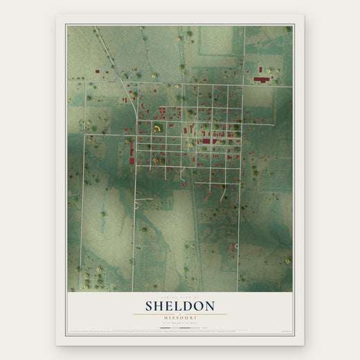 Sheldon, Missouri map print, the full design