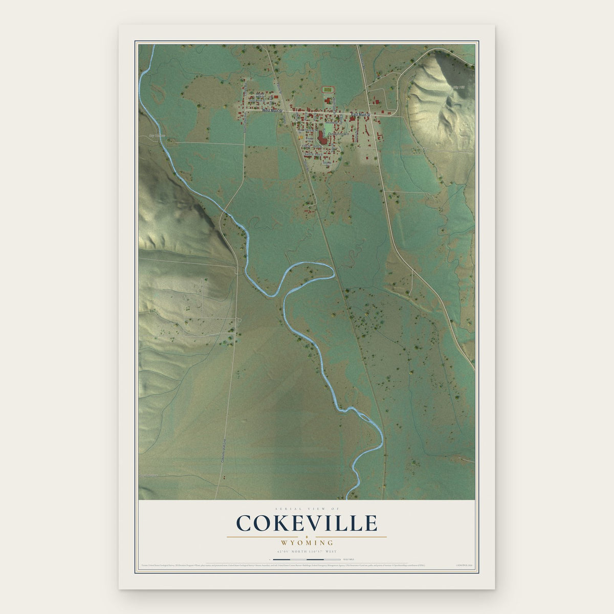 Cokeville, Wyoming map print, the full design