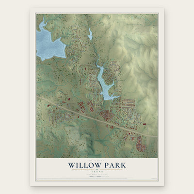 Willow Park, Texas map print, the full design