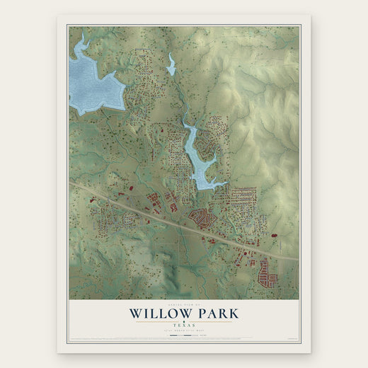 Willow Park, Texas map print, the full design
