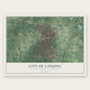 Lansing, Michigan map print, the full design