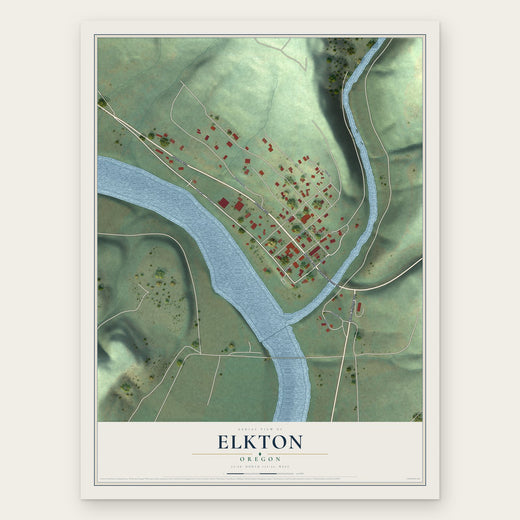 Elkton, Oregon map print, the full design