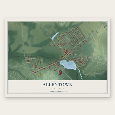 Allentown, New Jersey map print, the full design