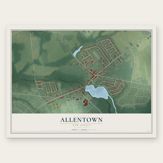 Allentown, New Jersey map print, the full design