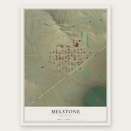 Melstone, Montana map print, the full design