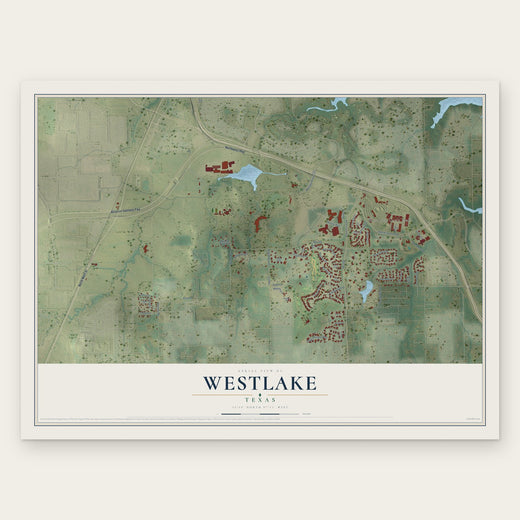 Westlake, Texas map print, the full design