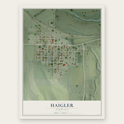 Haigler, Nebraska map print, the full design