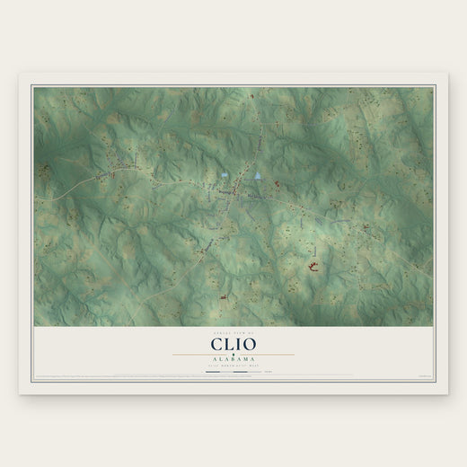Clio, Alabama map print, the full design
