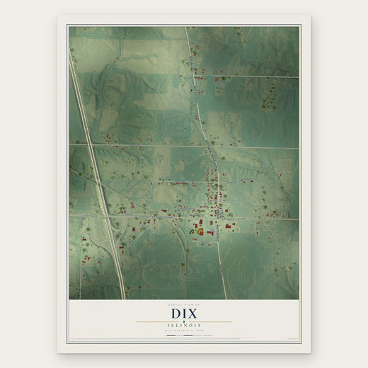 Dix, Illinois map print, the full design
