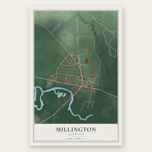 Millington, Maryland map print, the full design
