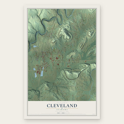Cleveland, Alabama map print, the full design