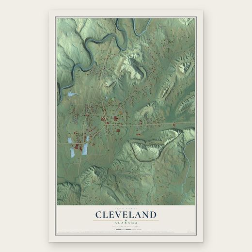 Cleveland, Alabama map print, the full design