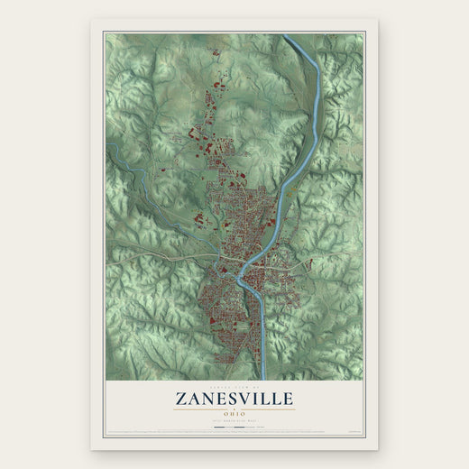 Zanesville, Ohio map print, the full design