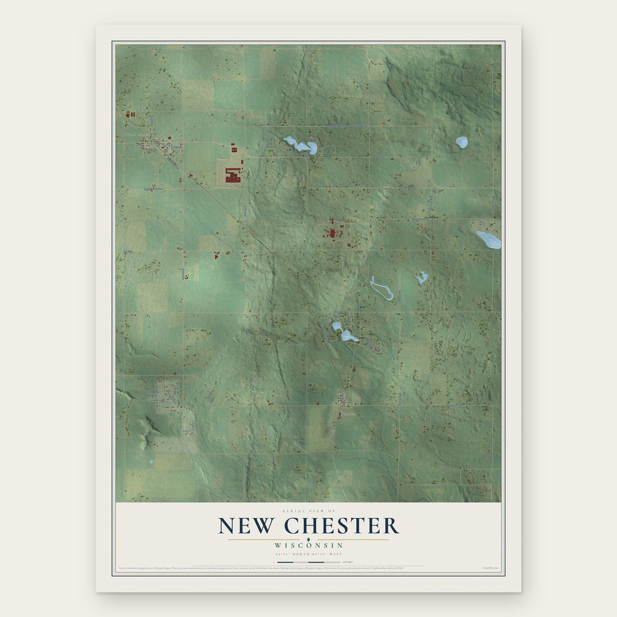 New Chester, Wisconsin map print, the full design