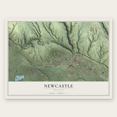 Newcastle, Wyoming map print, the full design