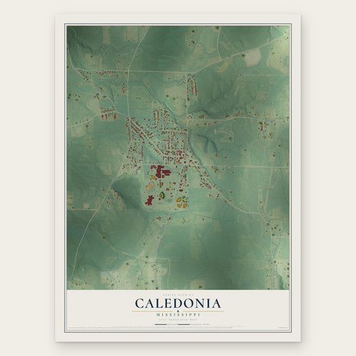 Caledonia, Mississippi map print, the full design