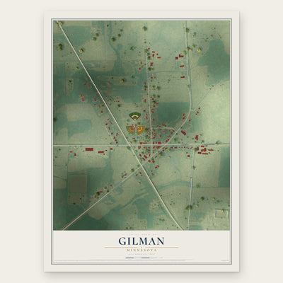 Gilman, Minnesota map print, the full design