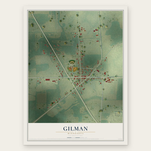 Gilman, Minnesota map print, the full design