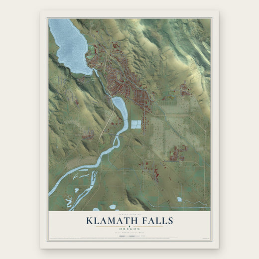Klamath Falls, Oregon map print, the full design