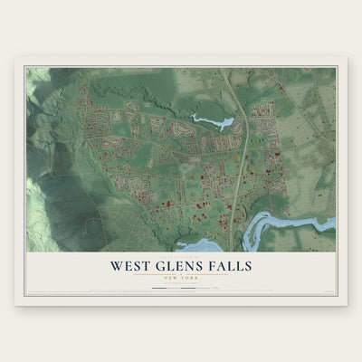 West Glens Falls, New York map print, the full design