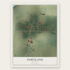 Portland, Arkansas map print, the full design