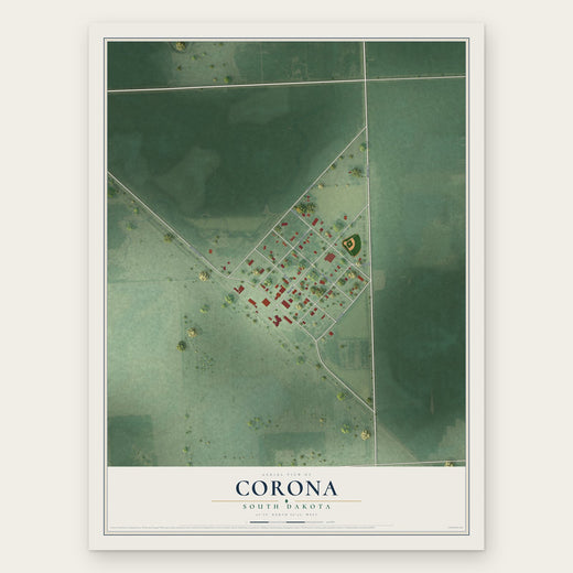 Corona, South Dakota map print, the full design