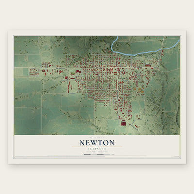 Newton, Illinois map print, the full design