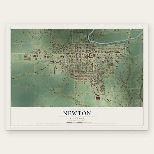Newton, Illinois map print, the full design
