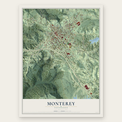 Monterey, Tennessee map print, the full design