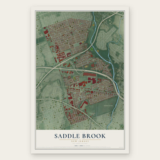 Saddle Brook, New Jersey map print, the full design