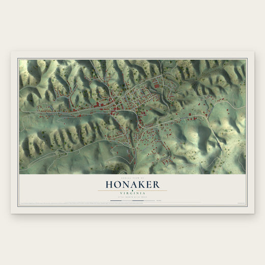 Honaker, Virginia map print, the full design