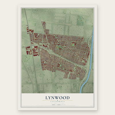 Lynwood, California map print, the full design