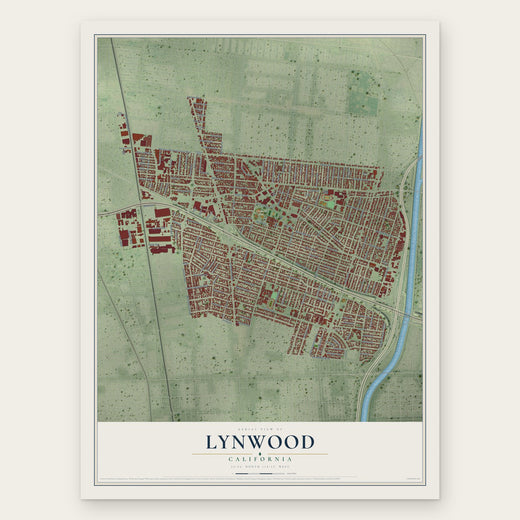 Lynwood, California map print, the full design