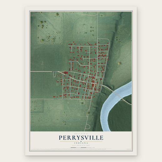 Perrysville, Indiana map print, the full design