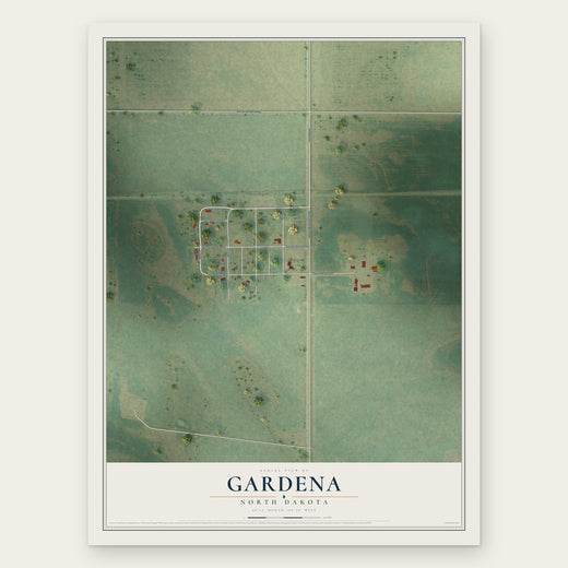 Gardena, North Dakota map print, the full design