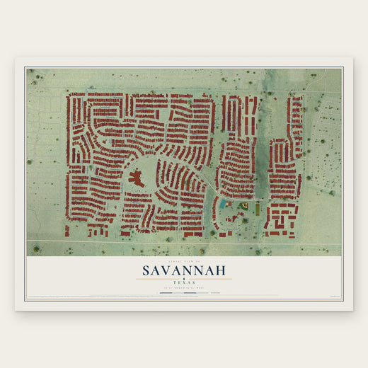 Savannah, Texas map print, the full design