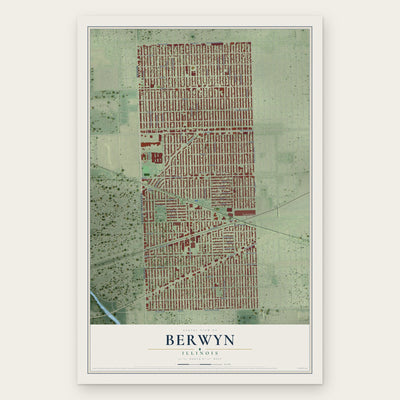 Berwyn, Illinois map print, the full design