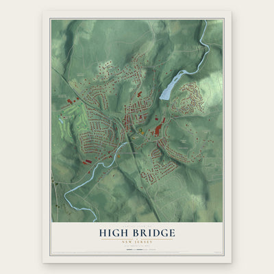 High Bridge, New Jersey map print, the full design