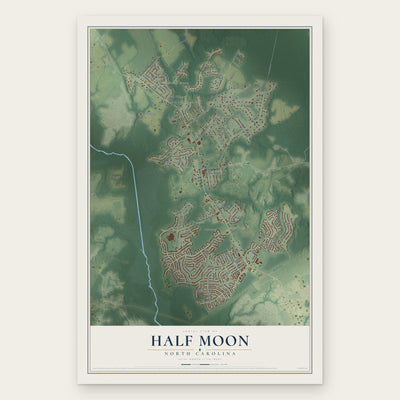 Half Moon, North Carolina map print, the full design