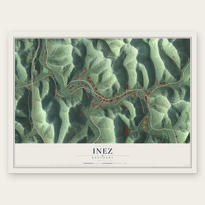 Inez, Kentucky map print, the full design