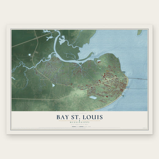 Bay St. Louis, Mississippi map print, the full design
