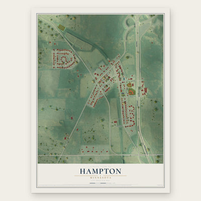 Hampton, Minnesota map print, the full design