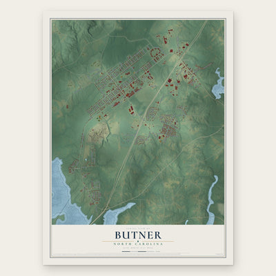 Butner, North Carolina map print, the full design