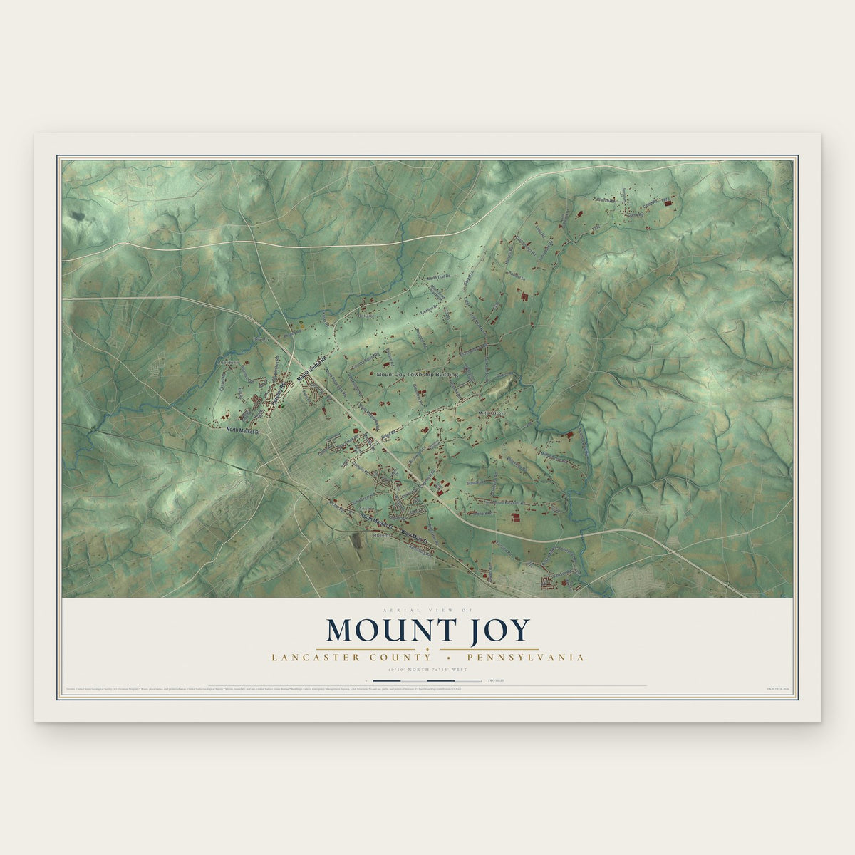 Mount Joy, Lancaster County, Pennsylvania map print, the full design