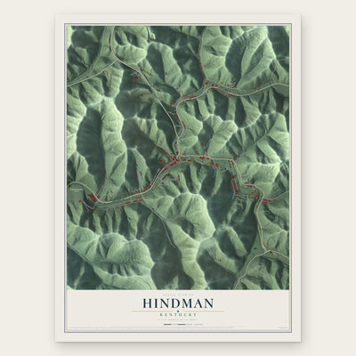 Hindman, Kentucky map print, the full design