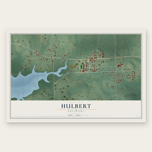 Hulbert, Oklahoma map print, the full design